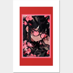 Aesthetic Anime Girl Pink Rosa Black | Quality Aesthetic Anime Design | Premium Chibi Manga Anime Art Posters and Art